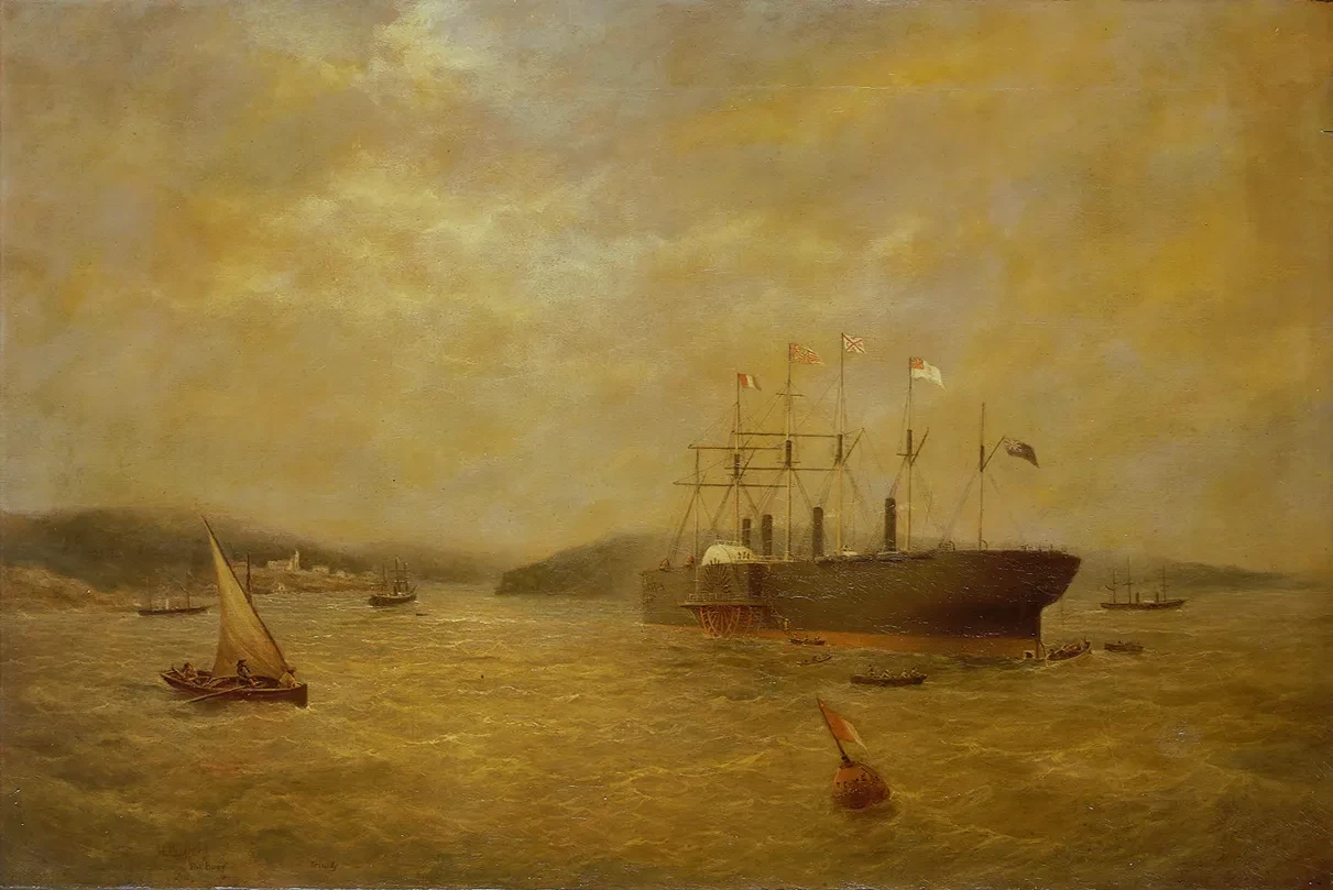 A painting by Henry Clifford of SS Great Eastern off Trinity Bay, Newfoundland, July 1866.