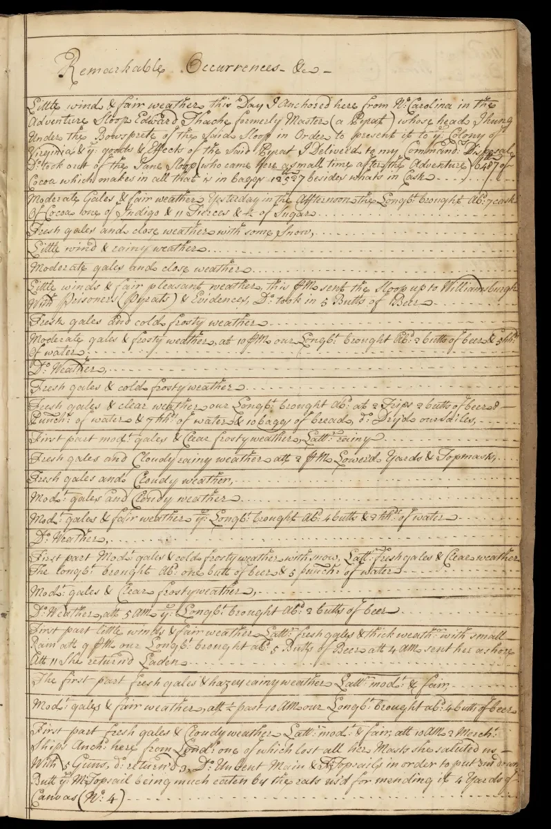 Photo of old logbook with writing in neat script