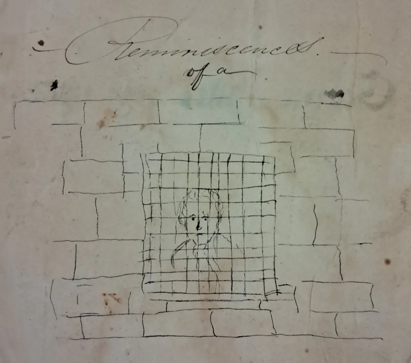 An illustration of a young man behind prison bars