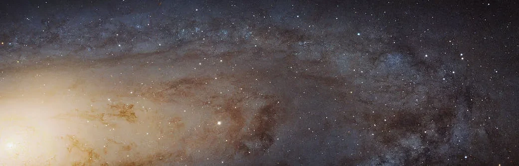 Composite image taken by Hubble of a section of a large spiral galaxy 