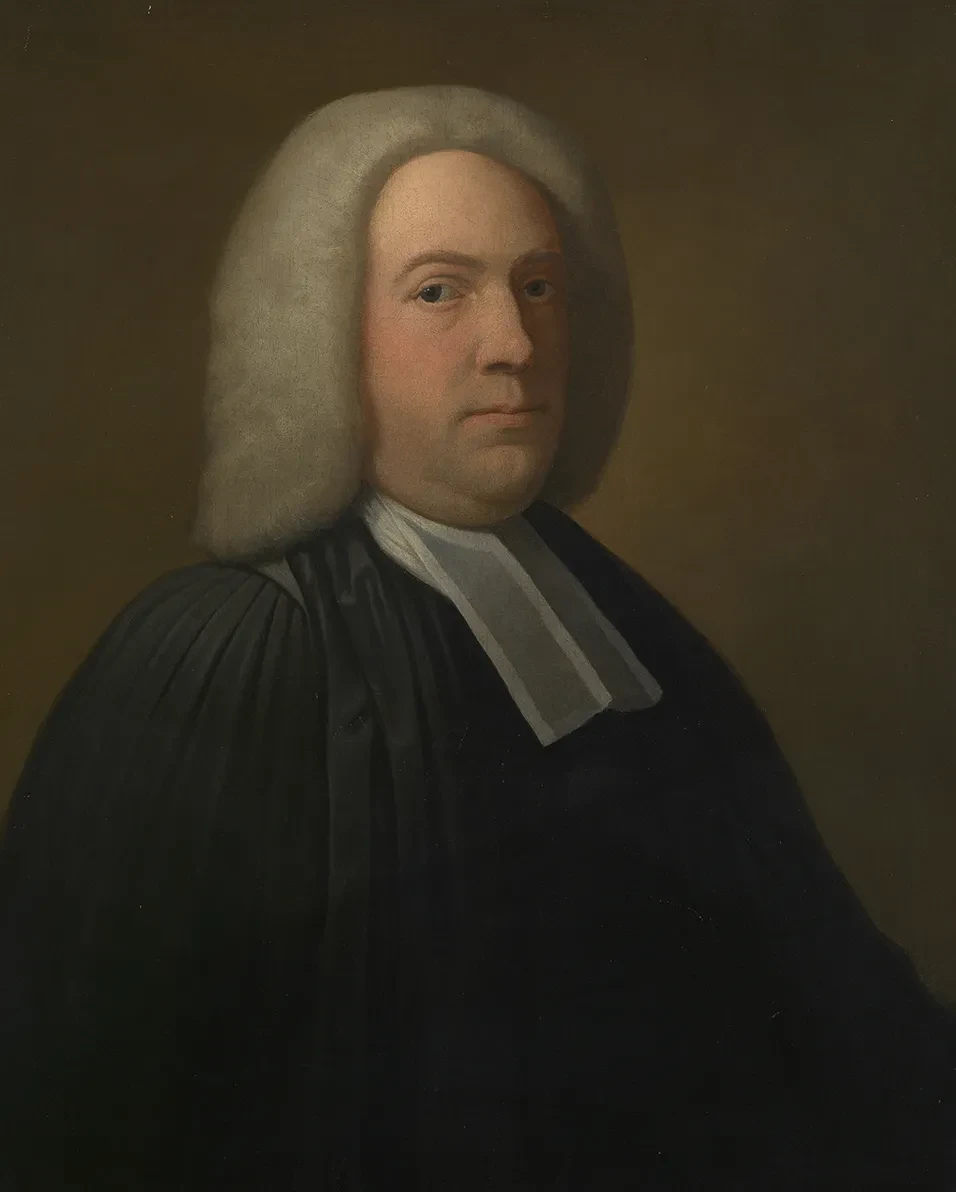 Painting of astronomer James Bradley in a wig and gown.