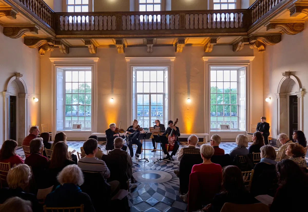 A string quartet performs a concert in the Queen's House