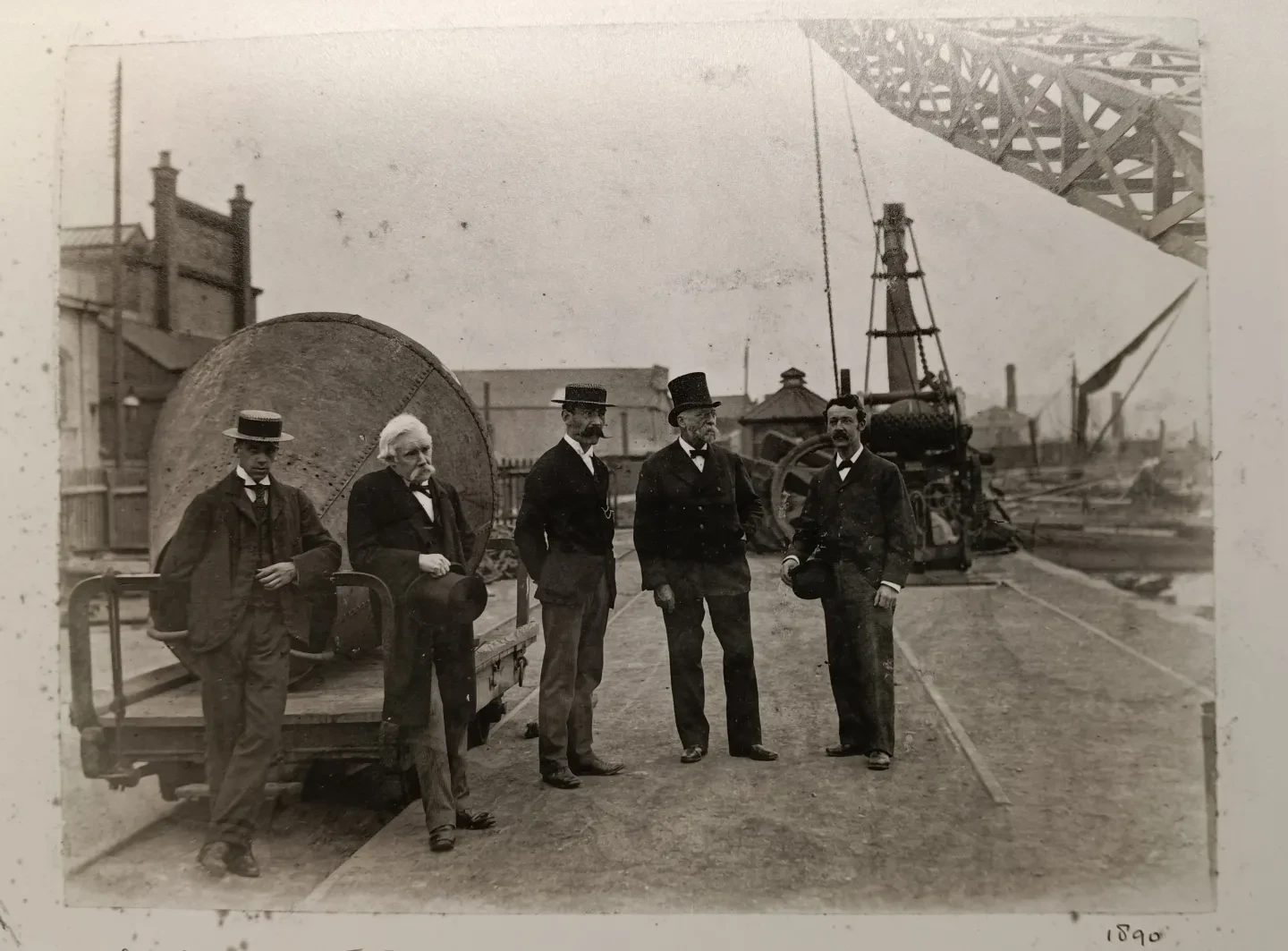 Old photograph of Henry Clifford with colleagues at Enderby's Wharf.