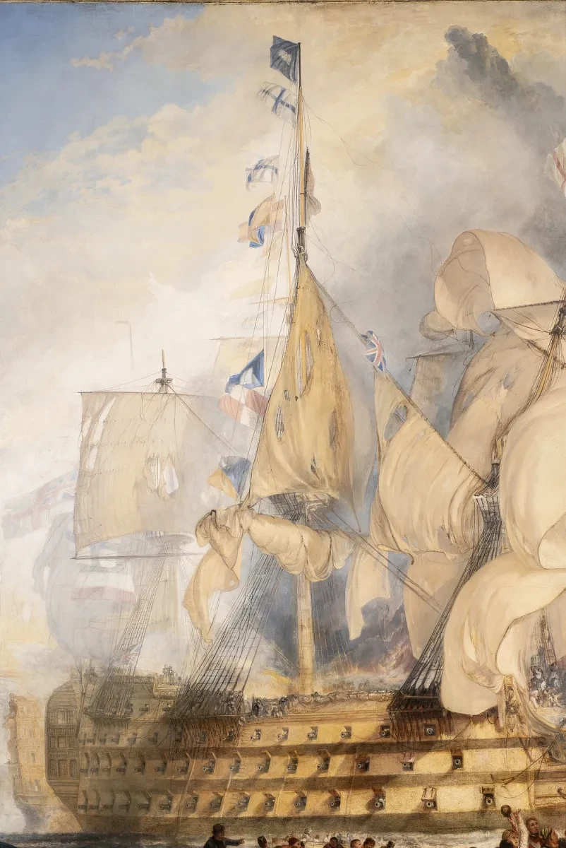 Detail of The Battle of Trafalgar by Turner, showing signal flags from the Victory’s mainmast