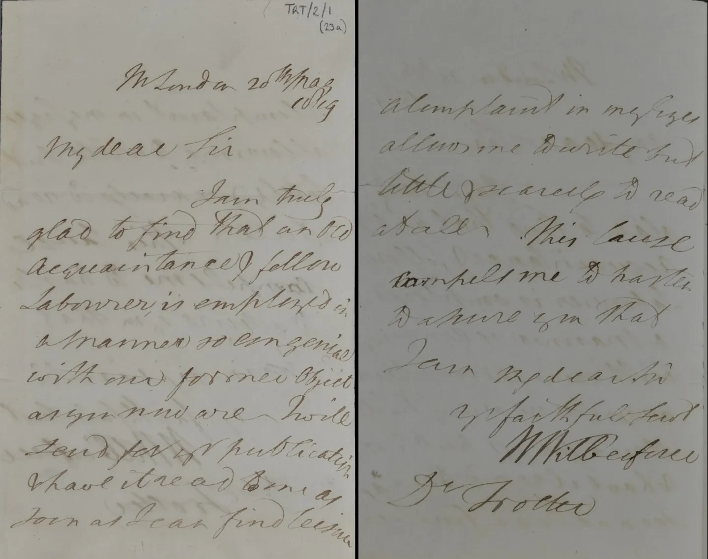 a letter from William Wilberforce